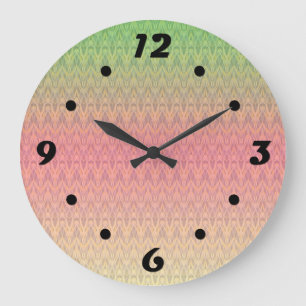 Grande Horloge Ronde Gradient pastel colors ornamental pink vert