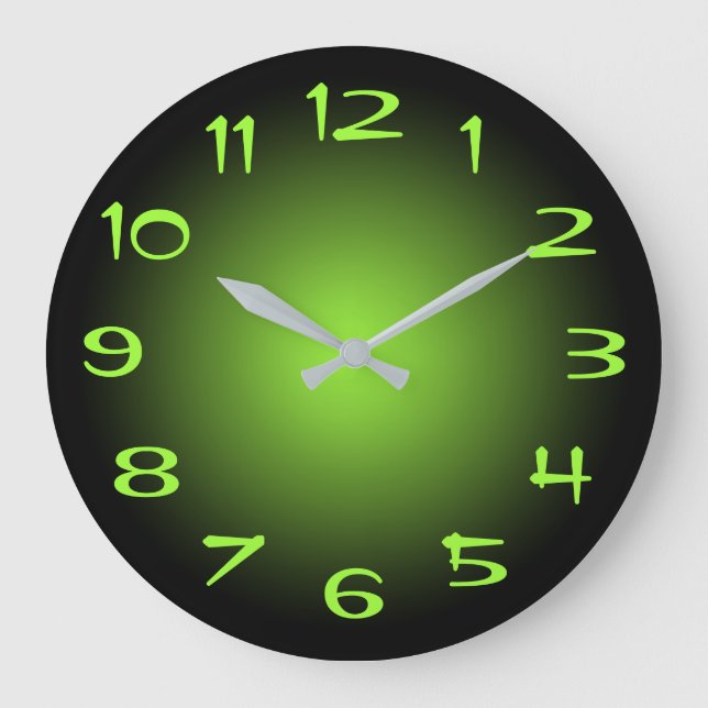 Grande Horloge Ronde Gradient radiale verte noire et de chaux (Recto)