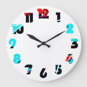 Grande Horloge Ronde Graffiti 14 Nombre superposition wc arc1