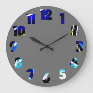 Grande Horloge Ronde Graffiti 15 Nombre superposé wccn