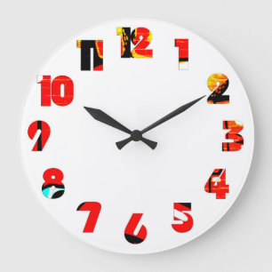 Grande Horloge Ronde Graffiti 19 Nombre superposé wccn