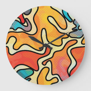 Grande Horloge Ronde Graffiti urbain : Texture d'art sans transparence.