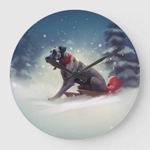 Grande Horloge Ronde Grand Dane Noël hiver neige