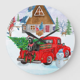 Grande Horloge Ronde Grand Danois dans un camion de livraison de Noël s