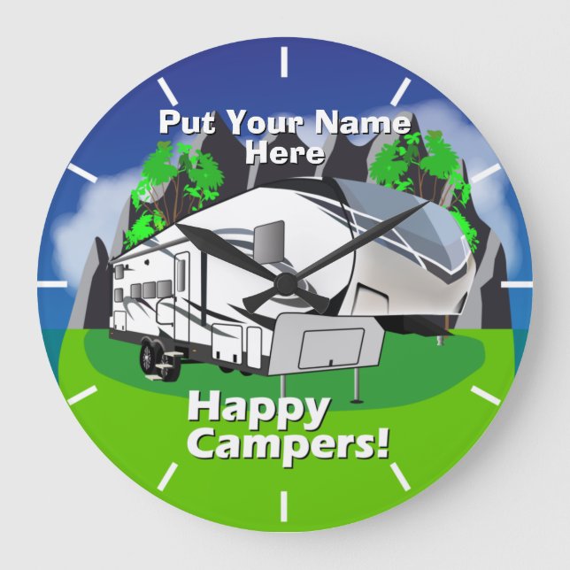 Grande Horloge Ronde Grand Design Reflection 28bh Happy Campers (Recto)