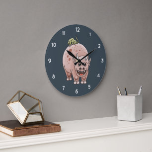 Grande Horloge Ronde Grand et Petit Dinosaure