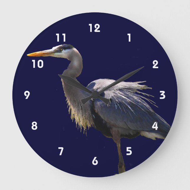 Grande Horloge Ronde Grand héron bleu (Recto)