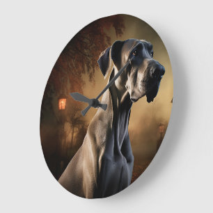 Grande Horloge Ronde Grande Dane Halloween effrayante