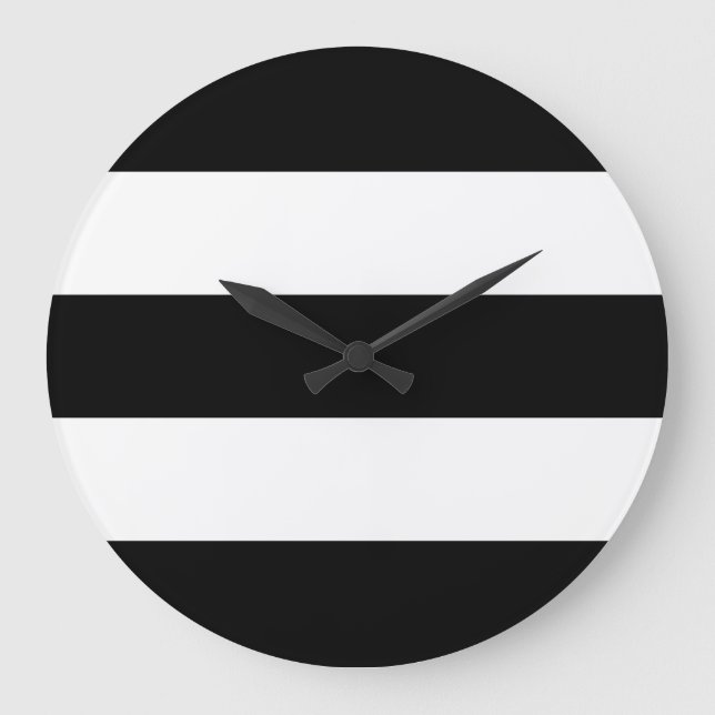 Grande Horloge Ronde Grandes bandes noires et blanches (Recto)