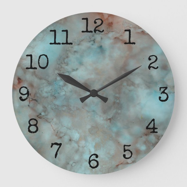 Grande Horloge Ronde Grandes encres rondes Vertes en marbre rose (Recto)