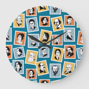 Grande Horloge Ronde Grands écrivains, poètes et dramaturges sur timbre