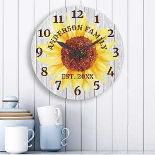 Grande Horloge Ronde Grange en Bois Rustique Blanc Nom Personnalisé Tou