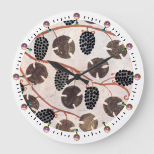 GRANDE HORLOGE RONDE GRAPES ET VIGNES DE CÉRÉALES ÉGYPTIENNES ANCIENNES