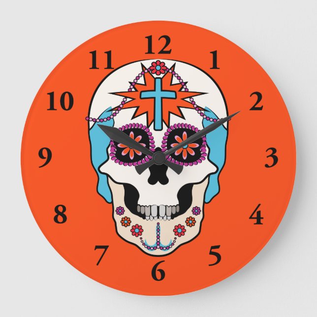 Grande Horloge Ronde Graphique de crâne de sucre (Recto)