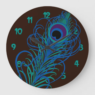 Grande Horloge Ronde Graphique de plume de paon