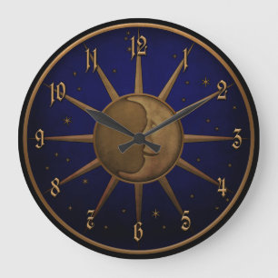 Grande Horloge Ronde Graphique en laiton de soulagement de Bas de lune