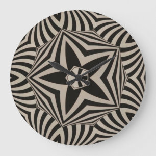 Grande Horloge Ronde Graphique noir et blanc