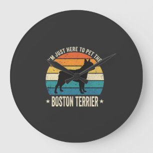 Grande Horloge Ronde Graphique Rétro pour Amateur de Boston Terrier_1