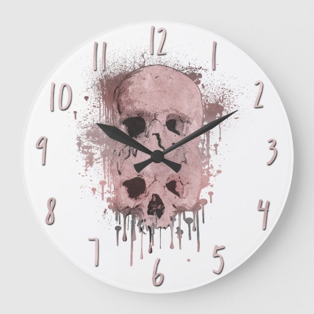 Grande Horloge Ronde Graphisme de rose gold rose crâne coulée encre écl (Recto)