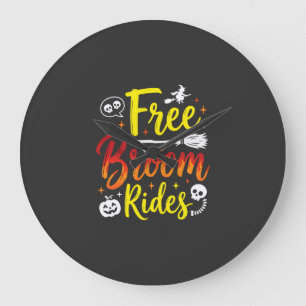 Grande Horloge Ronde Graphisme de sorcière de Halloween à balai gratuit