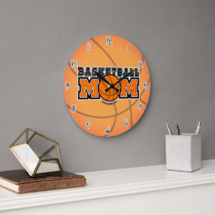 Grande Horloge Ronde Graphismes de folie pour maman de basketteur