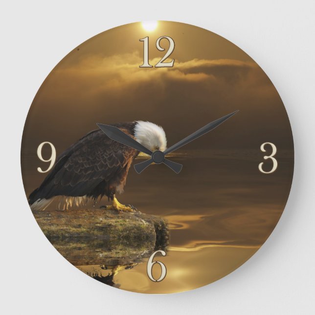 Grande Horloge Ronde Gratitude Bald Eagle Spiritual Wildlife Clock (Recto)