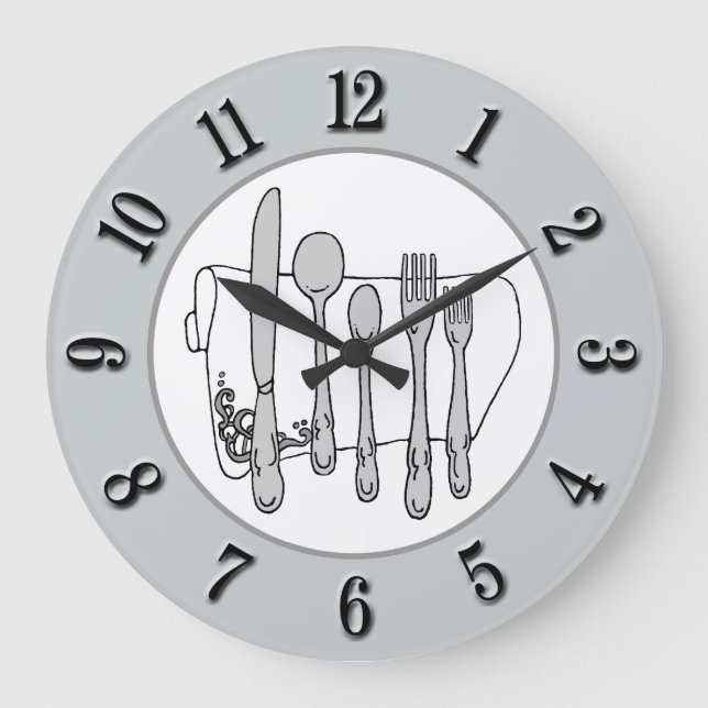 Grande Horloge Ronde Gray Silverware White Napkin Black (Recto)