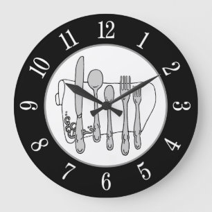 Grande Horloge Ronde Gray Silverware White Napkin White
