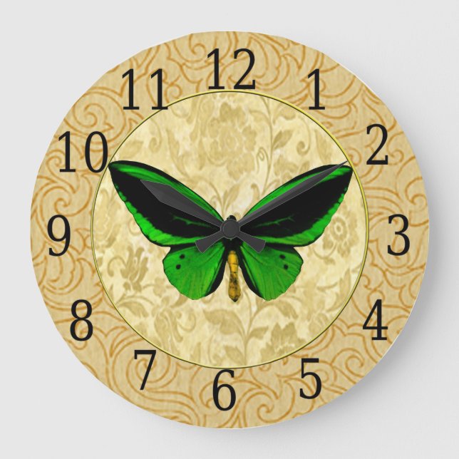 Grande Horloge Ronde Green Butterfly on Floral Clock (Recto)