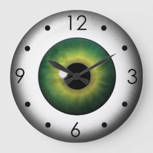 Grande Horloge Ronde Green Eyeball Iris Eye Custom Large Round Clock