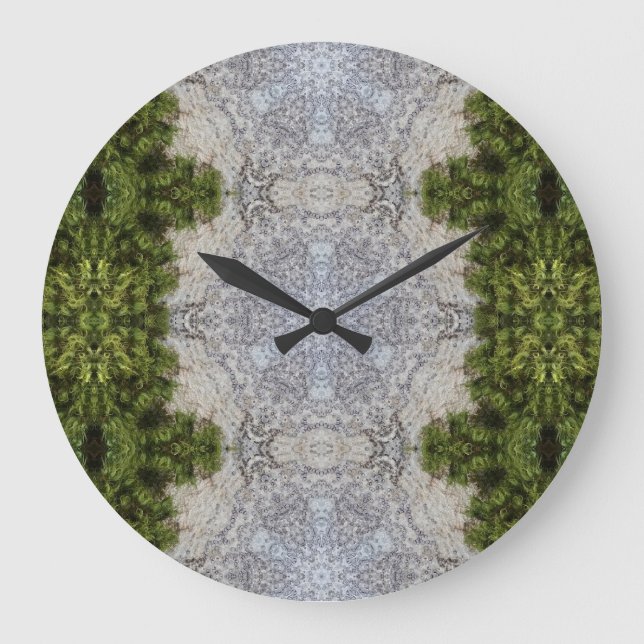 Grande Horloge Ronde Green Moss & Earth Nature Art (Recto)