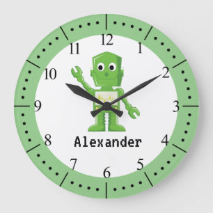 Grande Horloge Ronde Green Robot