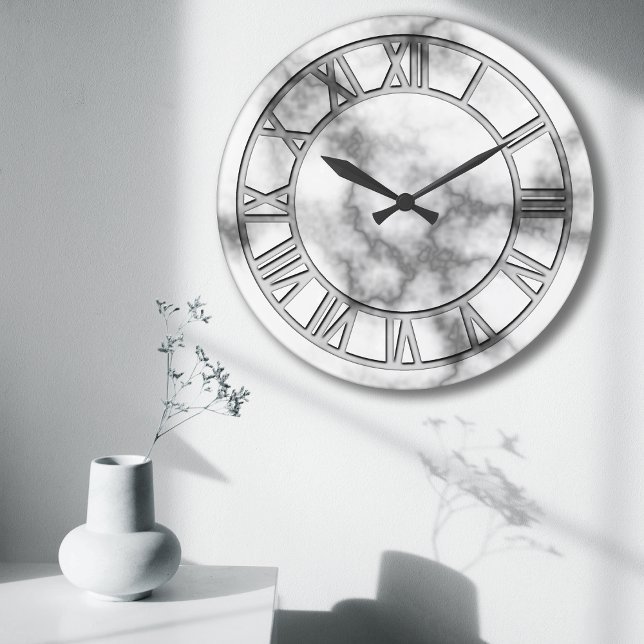Grande Horloge Ronde Grey Marble Prince Wall Clock (Créateur téléchargé)