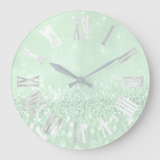 Grande Horloge Ronde Grey Mint Silver Glitter (Recto)