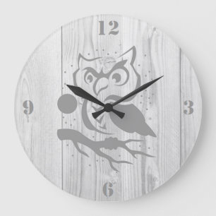 Grande Horloge Ronde Grey Owl Wall Clock