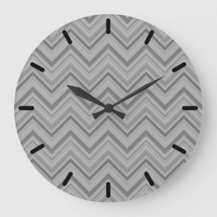 Grande Horloge Ronde Grey stripes zigzag