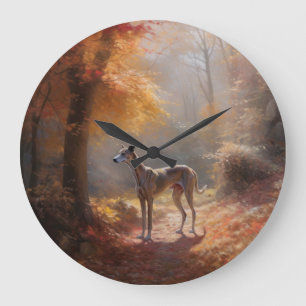 Grande Horloge Ronde Greyhound à l'automne Feuilles automne Inspiration
