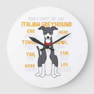 Grande Horloge Ronde Greyhound Anatomy Funny Dog Maman Poison