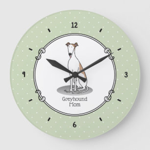 Grande Horloge Ronde Greyhound Maman (fawn white) Mignonne Chien Maman 