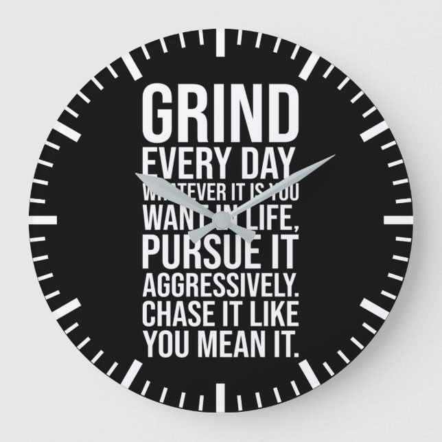 Grande Horloge Ronde Grind Chaque Jour - Motivation (Recto)
