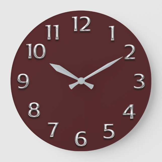 Grande Horloge Ronde Gris argenté Numers arabe gris en métal de (Recto)