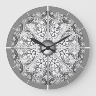 Grande Horloge Ronde Gris dentée céramique