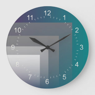 Grande Horloge Ronde gris pourpre turquoise