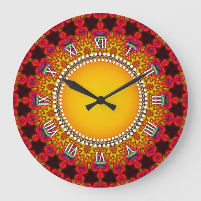 Grande Horloge Ronde Groovy Sun Red Orange Yellow (Recto)