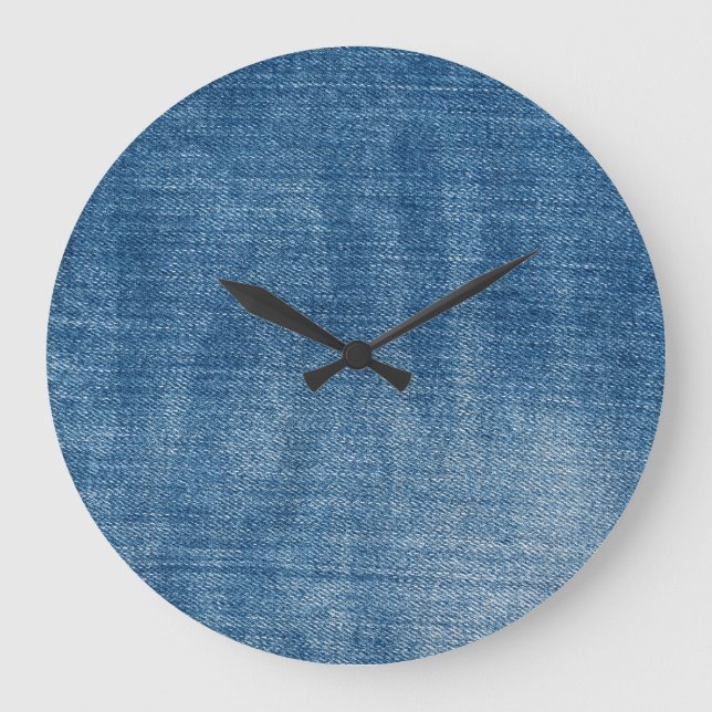 Grande Horloge Ronde Gros plan bleu jean texture (Recto)