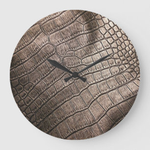 Grande Horloge Ronde Gros plan en cuir élégant : Motif texturé