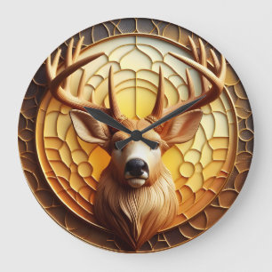 Grande Horloge Ronde Gros plan sur la tête de cerf
