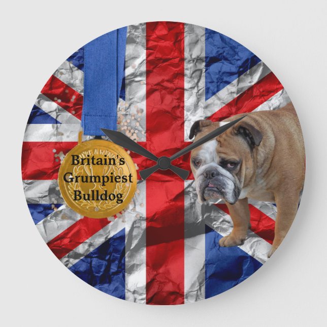 Grande Horloge Ronde Grumpy English Buldog Acrylique   (Recto)