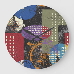 Grande Horloge Ronde Grunge Cityscape : Texture Vintage transparente