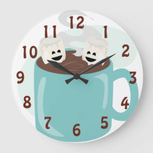 Grande Horloge Ronde Guimauves heureuses en cacao